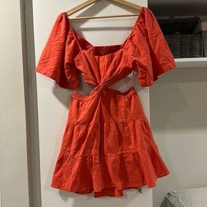 Free people orange/red summer dress with side cut